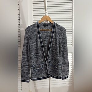 Ann Taylor like-new - sweater blazer/jacket - beautiful knit texture - XS - blue